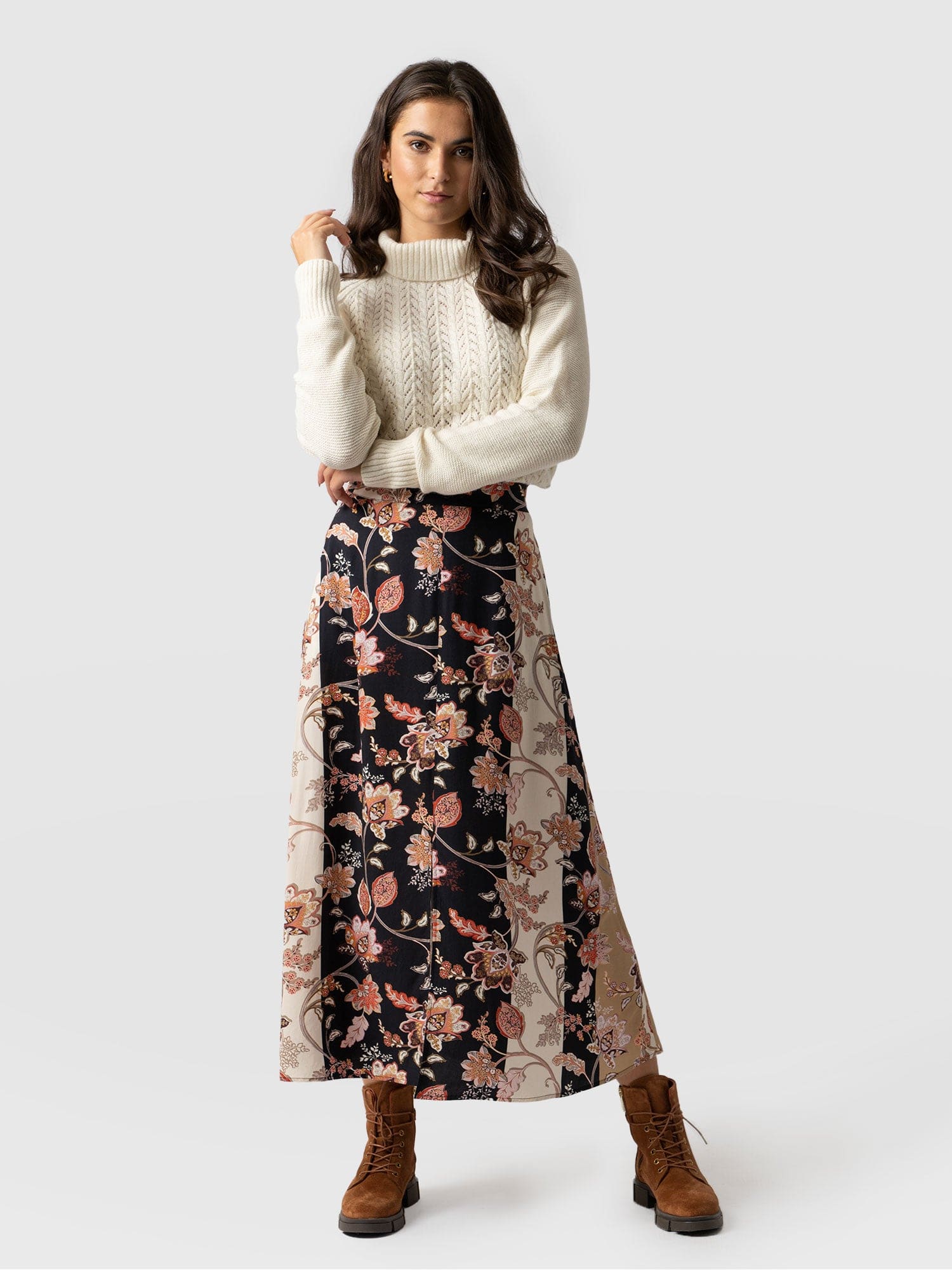 Marina Midi Skirt - Paisley Stripe